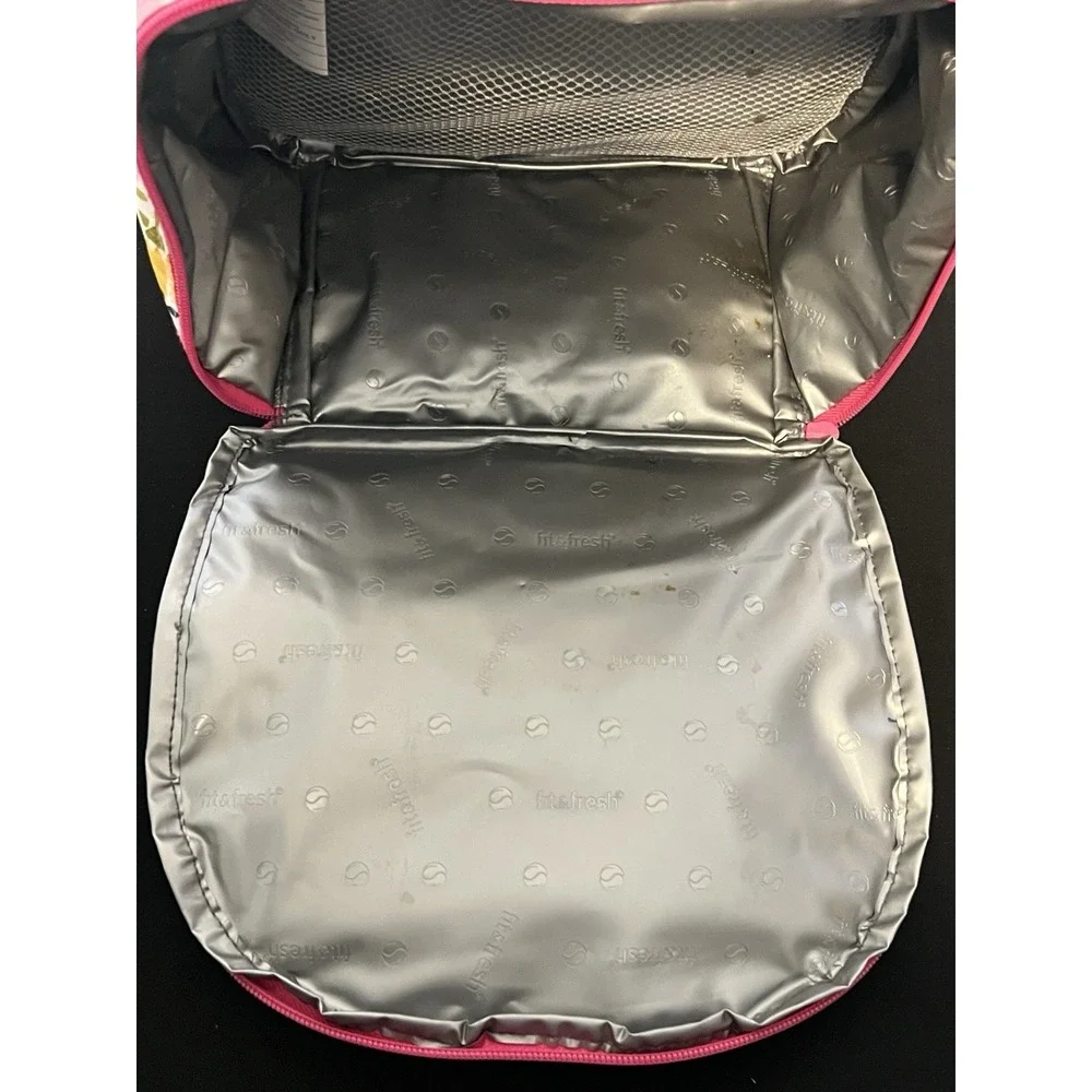 fit + fresh Insulated Lunch Bag Multicolor Pink Zip Close Outside Inside Pocket‎